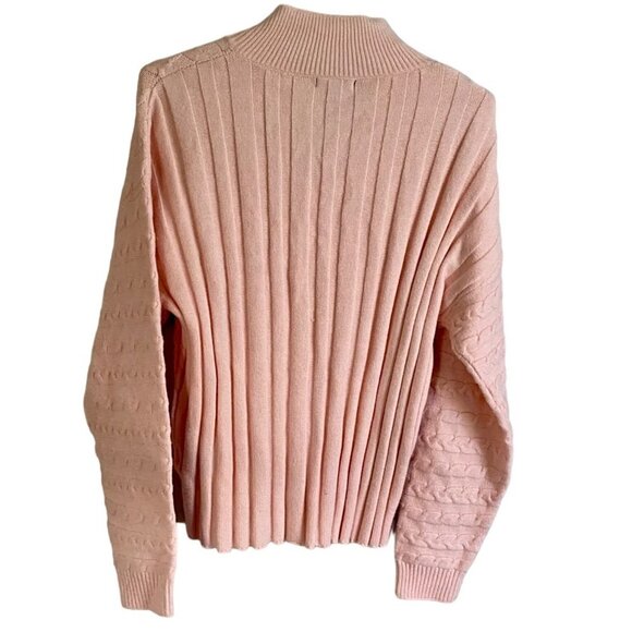 Cocobleu Pink Cable Knit Pullover Sweater with Quarter Zip Women's Medium - Picture 5 of 8